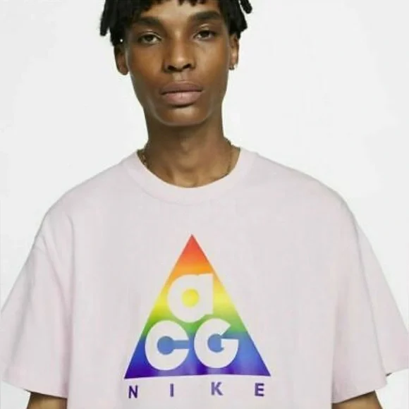 Nike ACG Shirts Nike Mens Acg Be True Rainbow Foam Pink Tshirt
